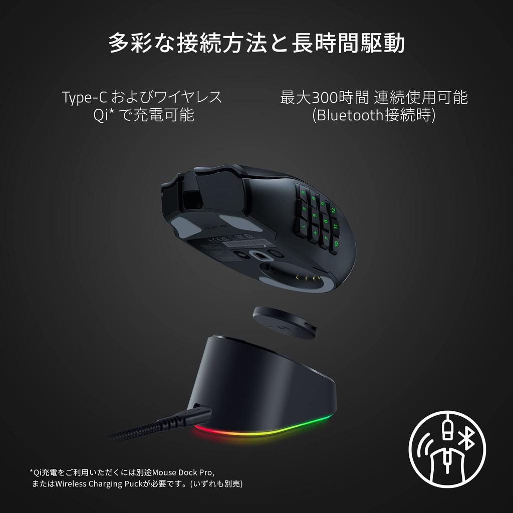 Razer Naga V2 Pro Wireless Gaming Mouse with Up To Swap Side Buttons To Adjustable Wheel Tilt HyperSpeed Wireless Optical Japanese Distributor
