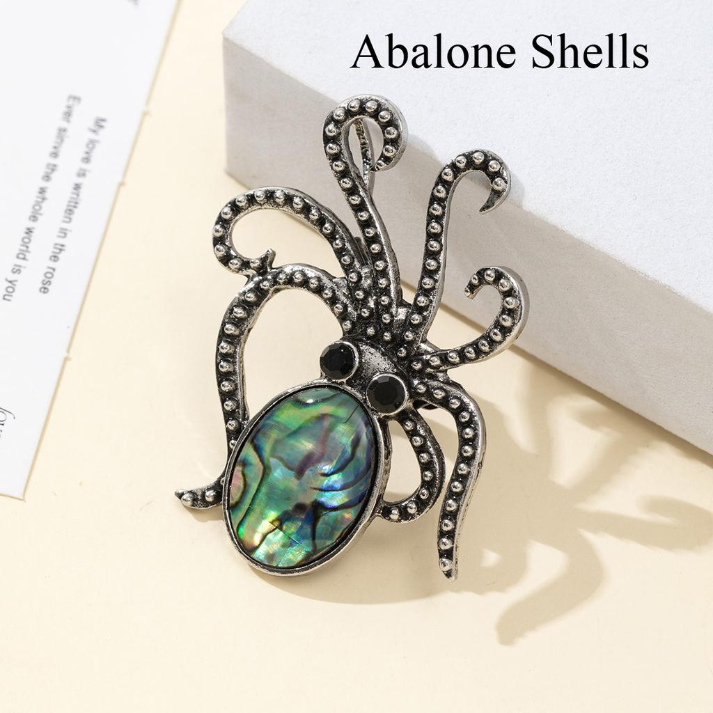 1 Τμχ Καλοκαιρινό Στυλ Ωκεανού Φυσική Πέτρα Χταπόδι Μπροσούλες, Κρύσταλλος Θεραπείας Ρέικι Αμέθυστος Αχάτης Νεφρίτης Πολύτιμος Λίθος Καρφίτσα Μπροσούλα για Unisex Κοσμήματα Δώρο Γενεθλίων