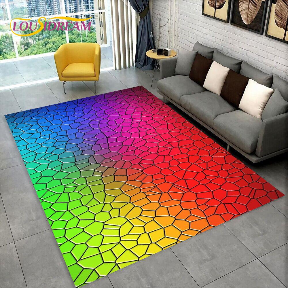 3D Abstract Modern Geometric Illusion Area Rug,Carpet Rug for Living Room Bedroom Sofa Doormat Decor,Kid Game Non-slip Floor Mat