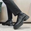 Boty na platformě Britský styl Malé kožené boty Square Head Single Boty Pánské Jarní a Podzimní Nové Muffin Sole Běžné boty 36770-T