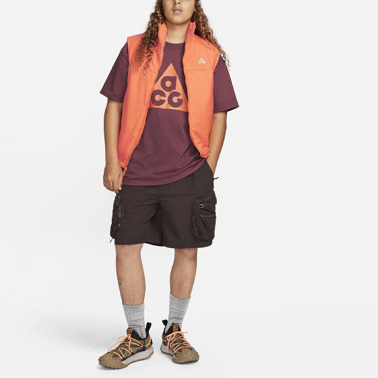 Nike ACG Series Letter Print Ribbed Crew Neck Sports Short Sleeve T-Shirt Men Tops Burgundy DJ3644-681
