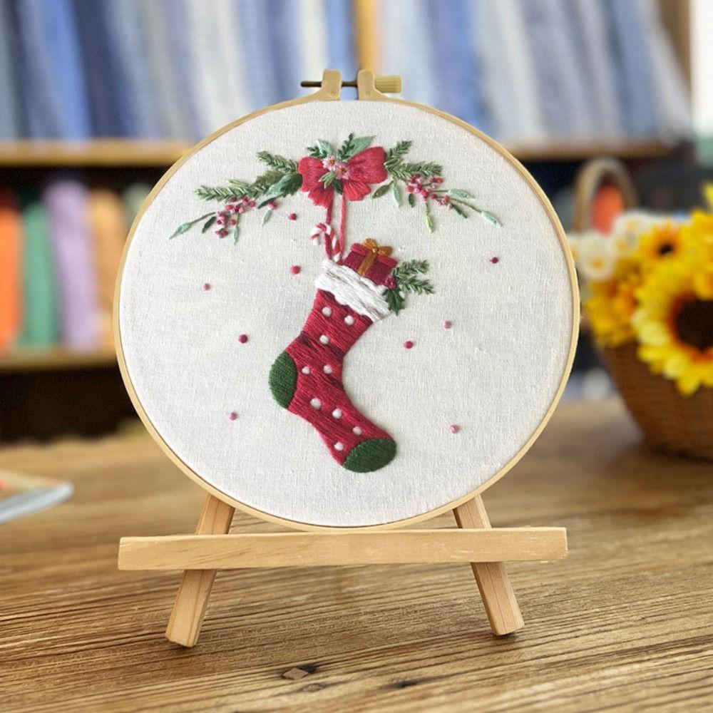 Elk Deer Christmas Embroidery Kit DIY Embroidery Set Home Decor Cross Stitch Set  Adults