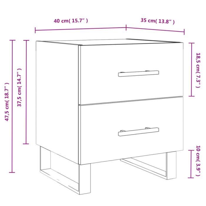 VidaXL Bedside Table Smoked Oak 40x35x47.5 Cm Engineered Wood 827366