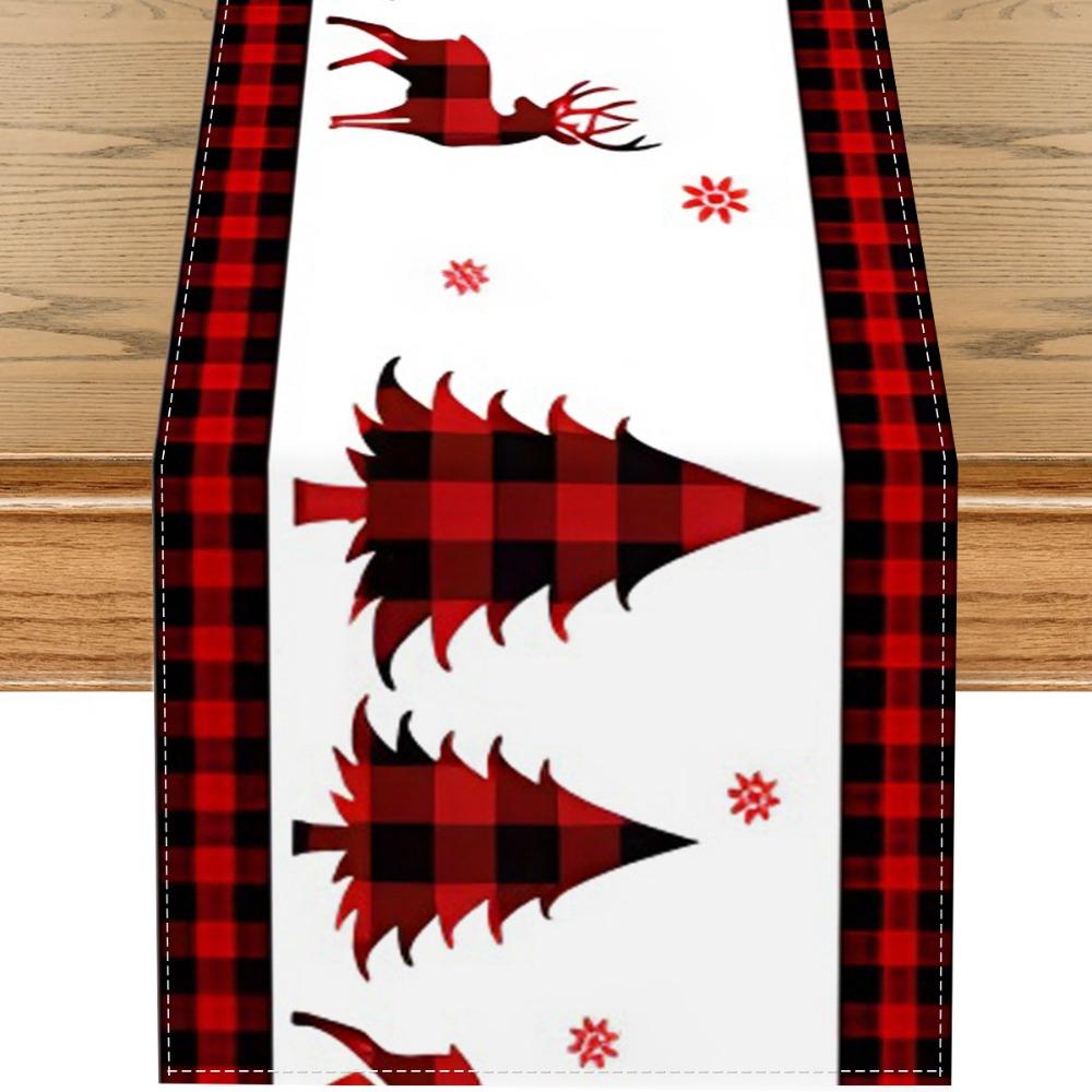 Christmas Snowman Table Runner Linen Home Dining Room Decor Festive Holiday Tablecloth for Living Room