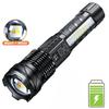 NEW 2000LM High Power Led Flashlight Built-in Battery USB Charging Zoom Dual Led Torch Emergency Lantern Fishing Camping Lantern