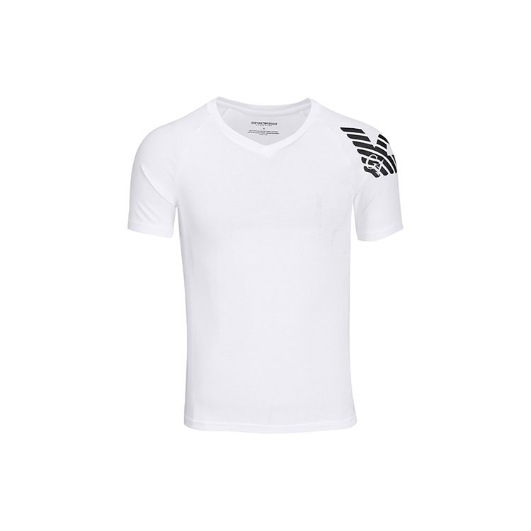 Emporio Armani Белая мужская футболка с V-образным вырезом, коротким рукавом-реглан и логотипом-орлом 111760-1P725-00010 S