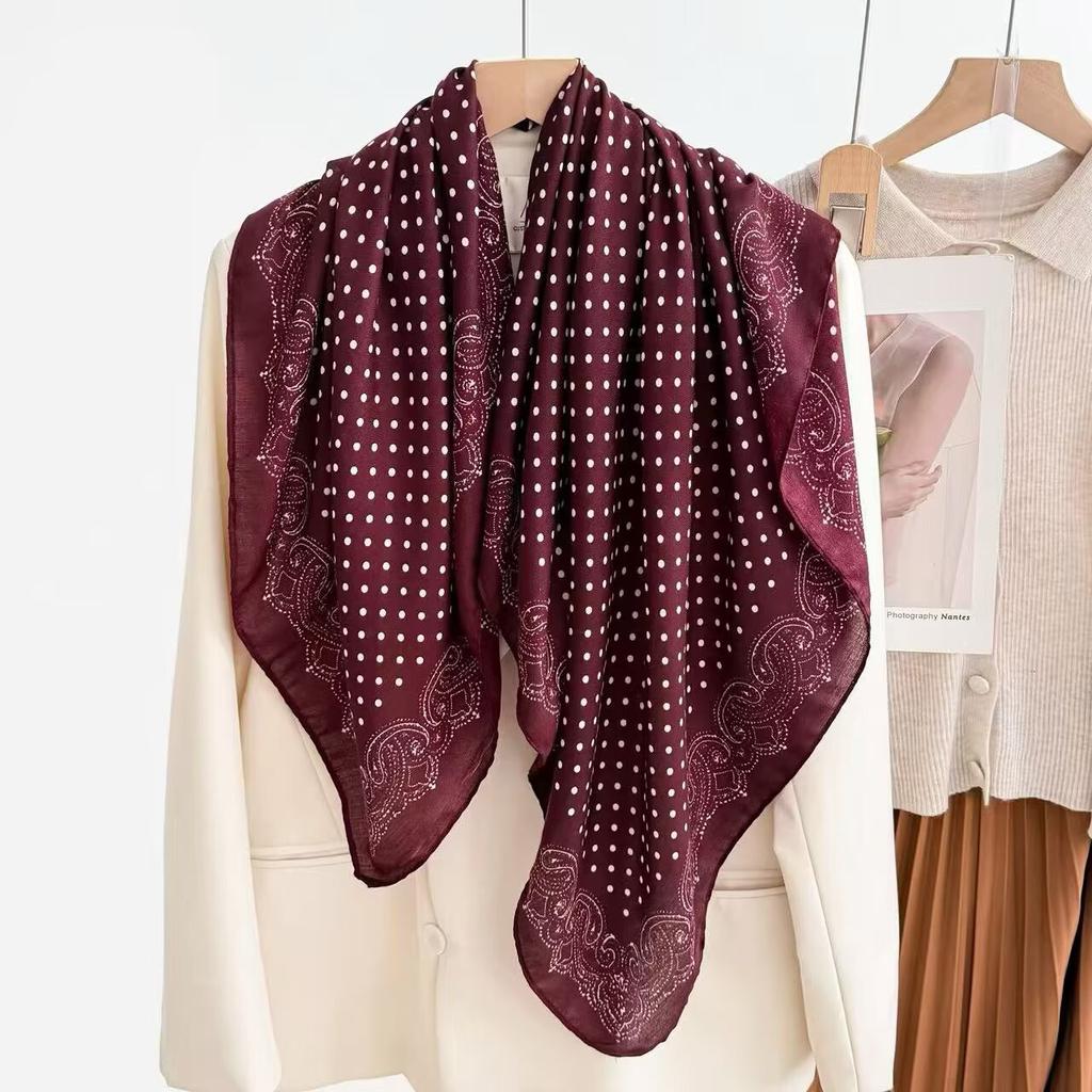 Spring and Autumn Versatile Shawl Simulation Silk Light Luxury High-end Printing Simple 91 * 91CM Silk Scarf Women's Square Scarf Fashion