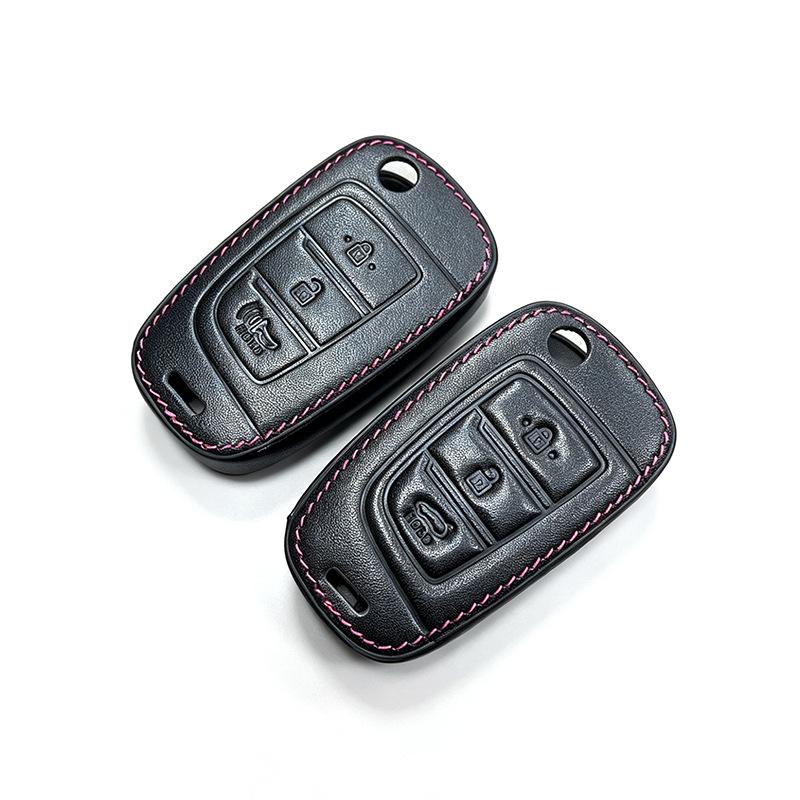 Hyundai Elantra 17/21 Folding Key Cover, Genuine Leather, 3/4 Button