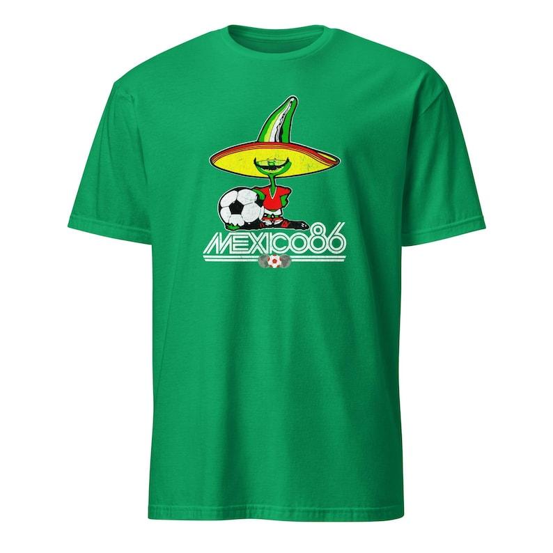 Retro Vintage Mexico 86 World Cup Mascot Soccer Shirt | Retro Distressed Football Mundial Tshirt | Pique Mexico 86 World Cup S
