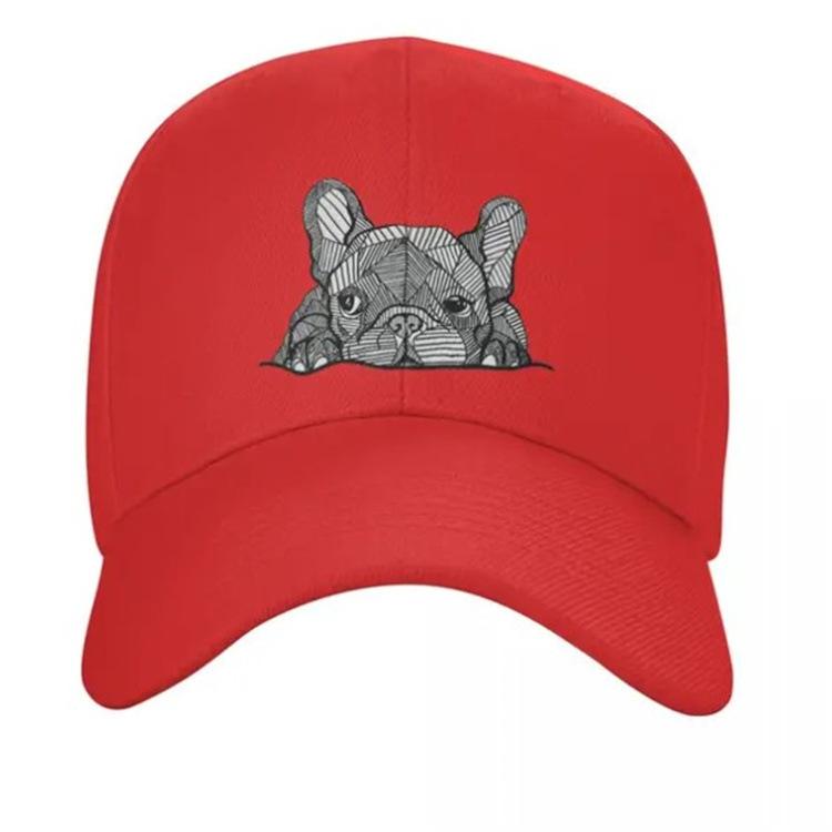 New Solid Color Men's and Women's Baseball Caps Printed Bulldog Outdoor Fashion Trend Cap