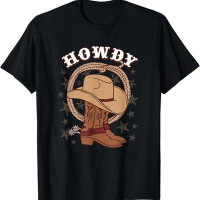 Howdy Funny Cowboy Hat Boots Lasso Rodeo Country Western T-Shirt