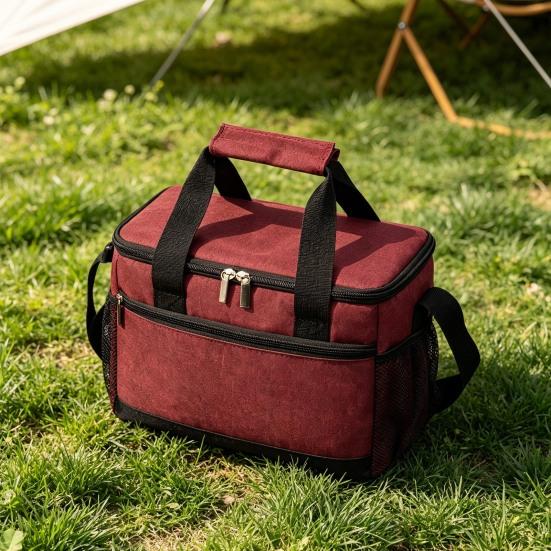 Insulated Lunch Bag with Adjustable Strap Large Capacity Cooler Tote Water-Resistant Bento Lunch Bag for Outdoor Camping Picnic Travel