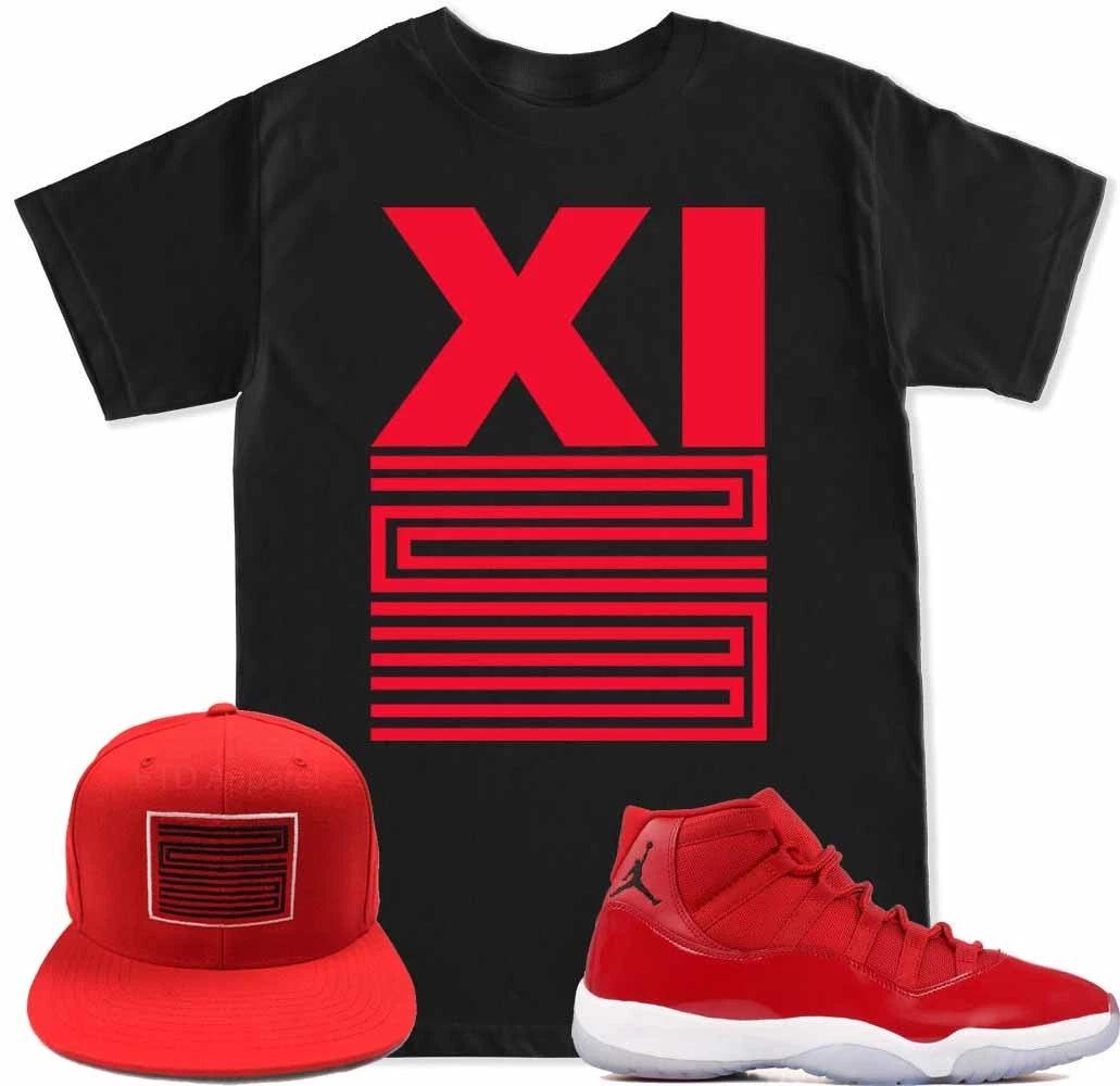 

XI 23 T Shirt & hat to match with Air Js 11 Retro 11 Win Like 96 Red shoes S