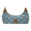 MLB New York Yankees Monogram Polyester Shoulder Bag Women's Denim Light Blue Casual