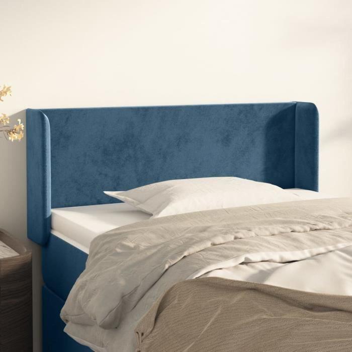 VidaXL Tête de lit avec oreilles Bleu foncé 93x16x78-88 cm Velours3118528