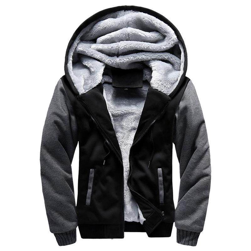 Herren Kapuzen-Fleece-Sweatshirt Lässig Langarm Reißverschluss Oberbekleidung