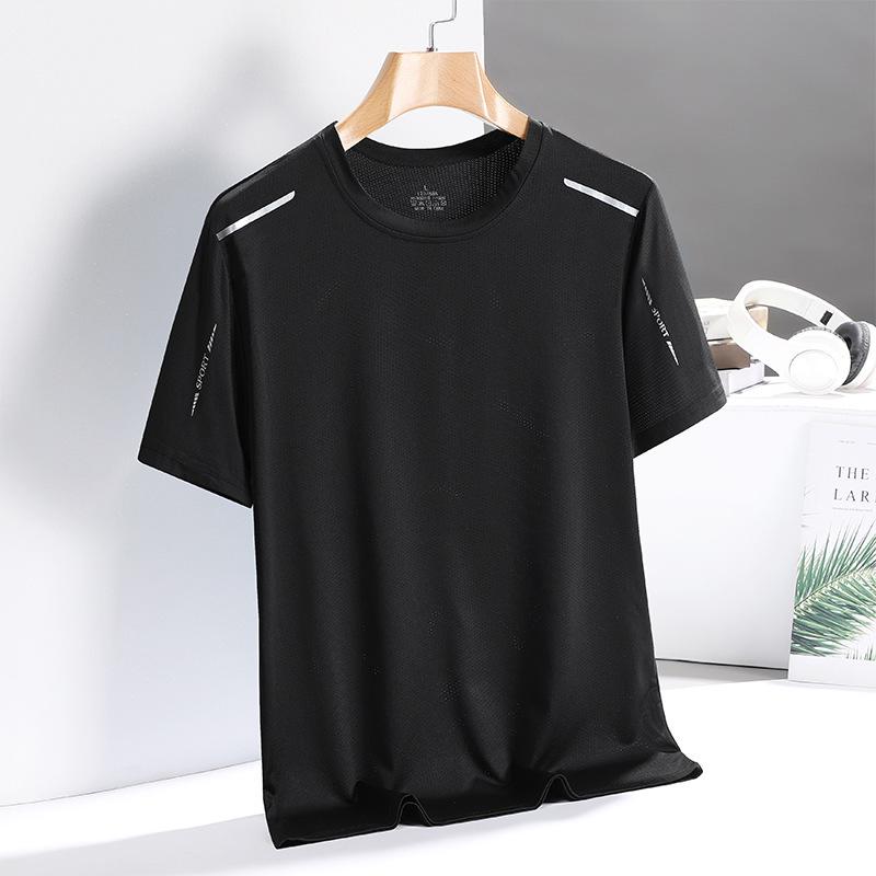Men's Quick-Dry Ice Silk Short Sleeve T-Shirt - Unisex Trendy Athletic Apparel for Dad, Round Neck