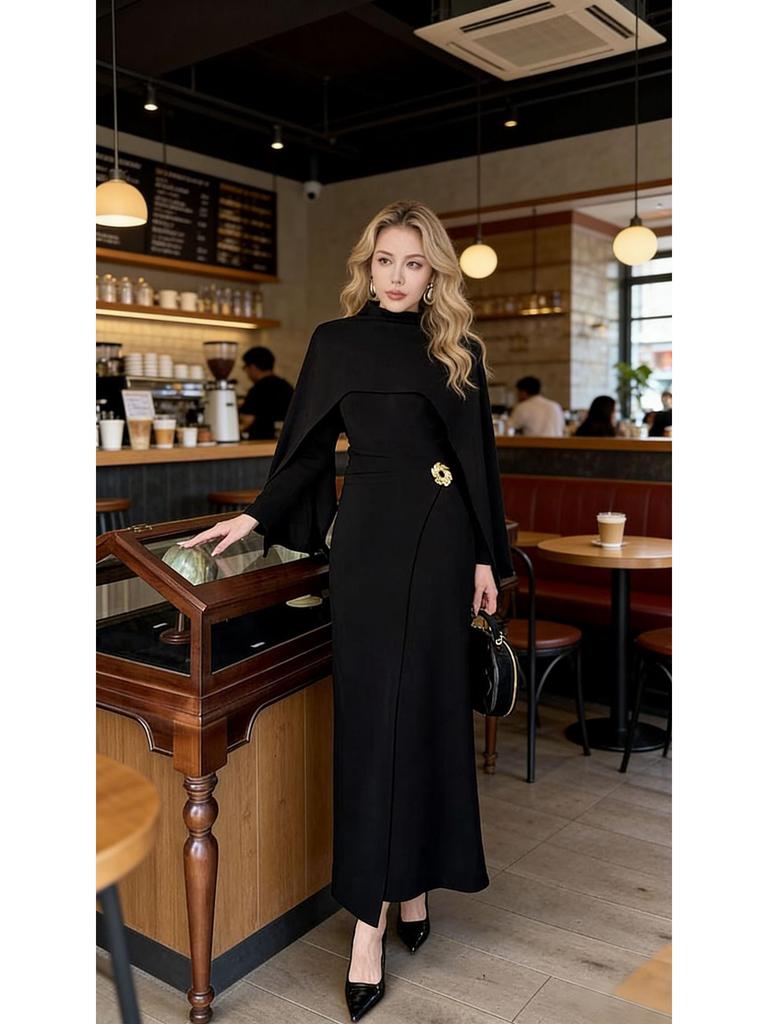 2024 Spring/Autumn High-Quality Shawl & Slim-Fit Dress Set