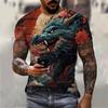 Men's Hip Hop T-shirt Dragon 3D Printed Short Sleeve Summer Casual Clothing Man Personalized Streetwear Harajuku O-Neck Top Tees