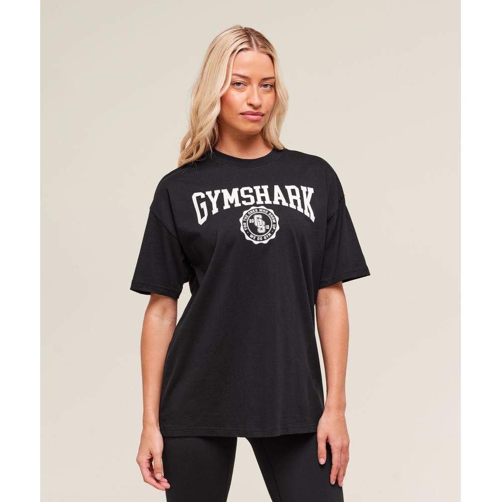 

Gymshark Футболка с рисунком CollegiaTe, черная B3c4g Bb2j XS