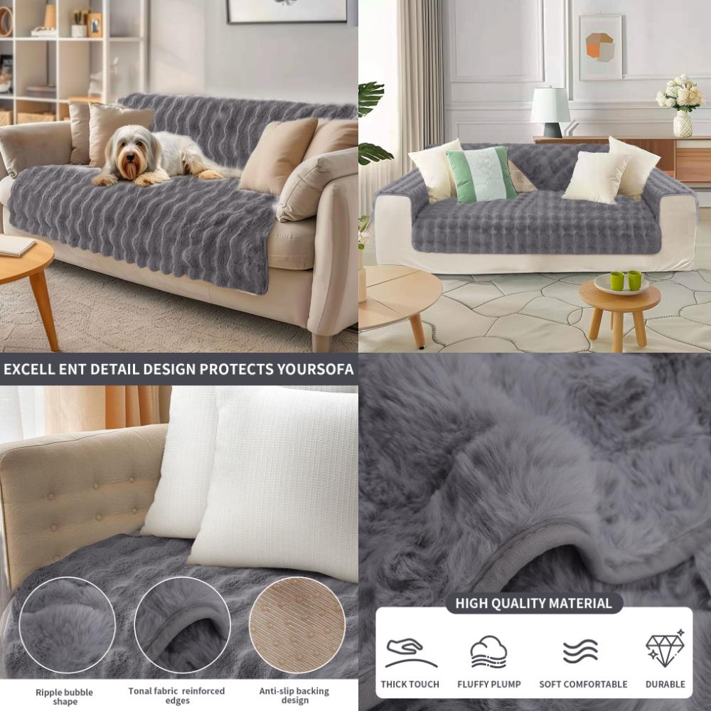 Tykke imitert kaninpels Plysjsofa Glidetrekk Sklisikker myk sofa Håndkle Sofapute til stue Moderne hjemmeinnredning