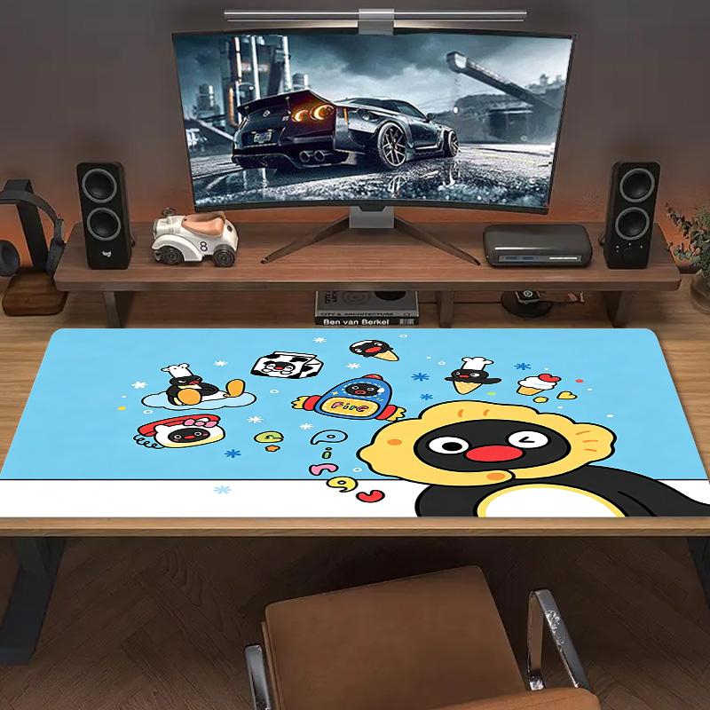 Pingu Cartoon Color Mouse Pad Large Gaming Table Cushion Non-slip Laptop Tablet Big Mousepad XXL Mat Mini PC Playmat With Lock edge