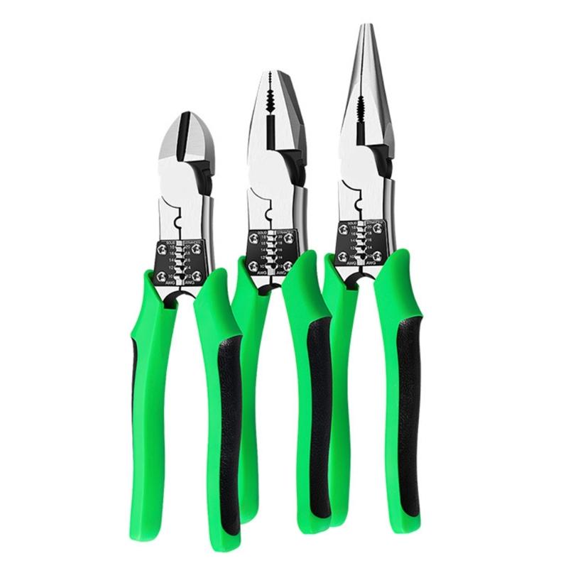 Electrician Pliers Multifunctional Needle Nose Plier for Wire Stripping Cable Cutter Terminal Crimping Hand Tools