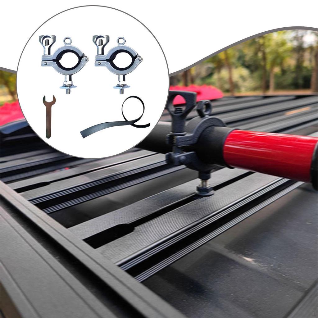 2 Pieces Roof Rack Shovels Mount Bracket, Axe Holder, Holder Rubber Grip Kit for