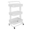 Rolling Utility Cart with 360 degrees  Rotating Wheels Handle Carbon Steel High Load Bearing 3 Tier Mesh