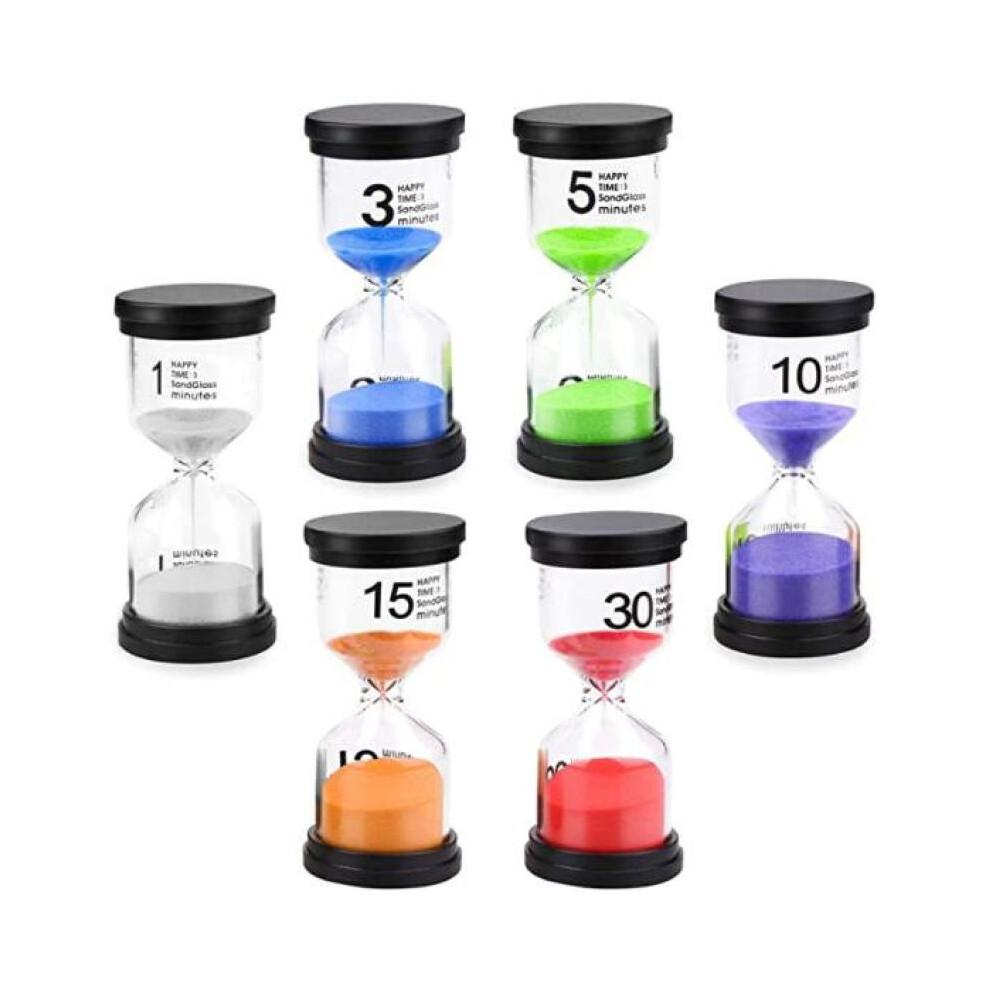 Visual Sand Clock Timer for Kids, Accurate Clock Learning, 6 Colorful Sand Timer Set, Time Management Tool for Classroom Home Office Use