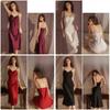 Camisola de Cetim Para Mulheres Com Decote em V Profundo e Acolchoamento no Peito Para Conforto no Pijama de Casa