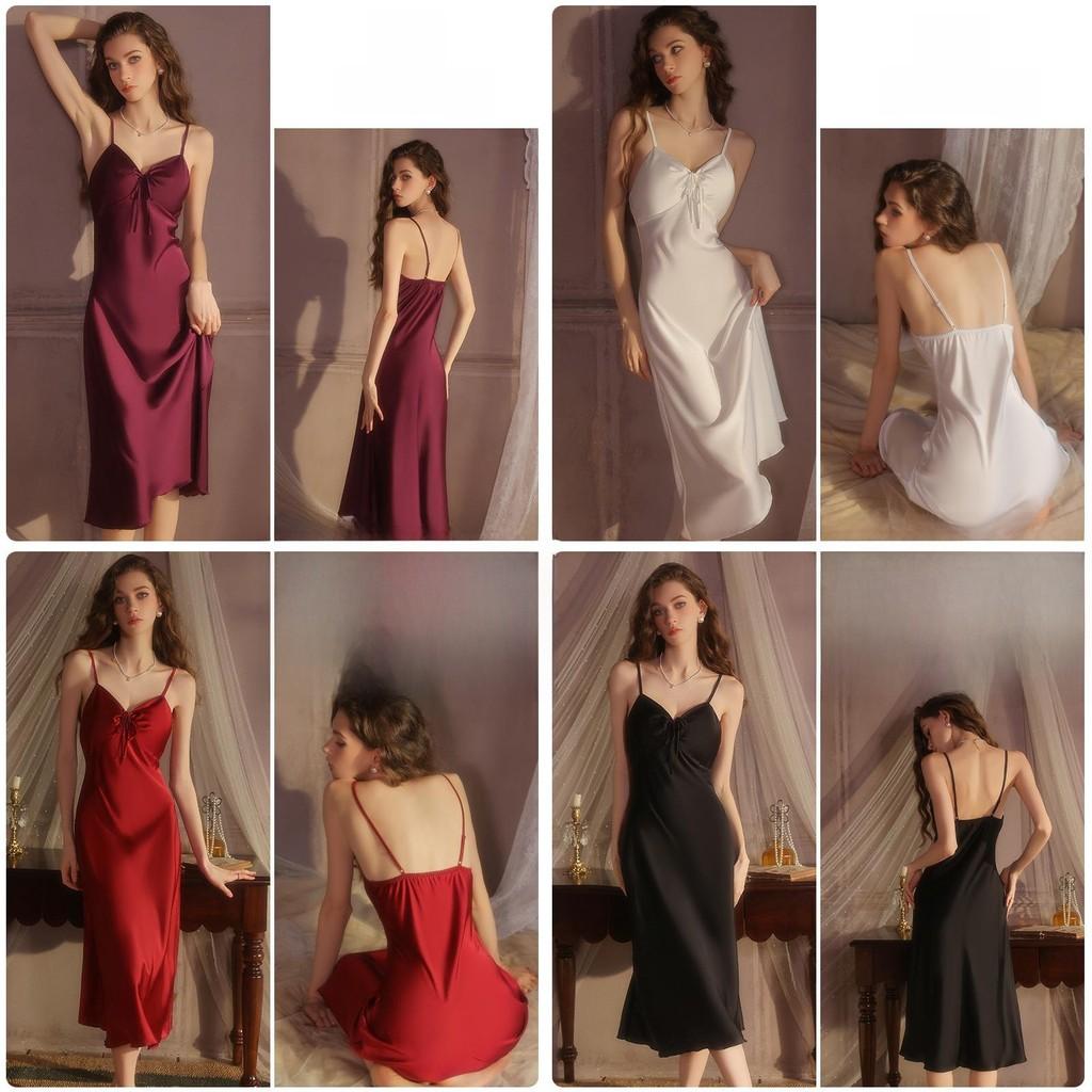 Camisola de Cetim Para Mulheres Com Decote em V Profundo e Acolchoamento no Peito Para Conforto no Pijama de Casa