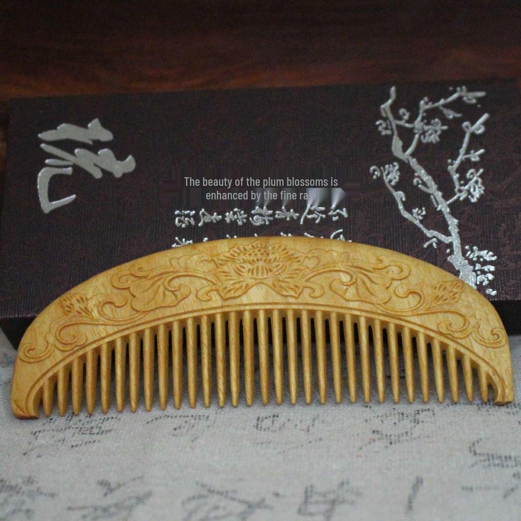Ancient Style Sabina Wood Carved Comb Series - Floral Design, Perfect Valentine’s Gift
