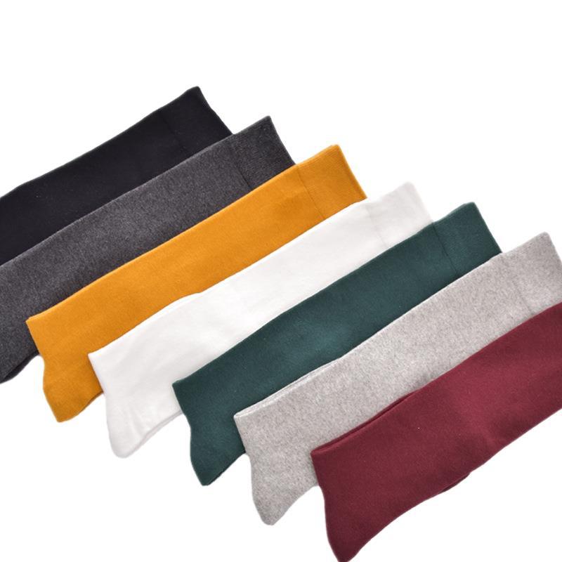 Bomull Vår Høst Dame Kne Høy Soild Farge Sokker Dame Jente Skole Fest Gatedans Vinter Kne Varm sokk For Dame