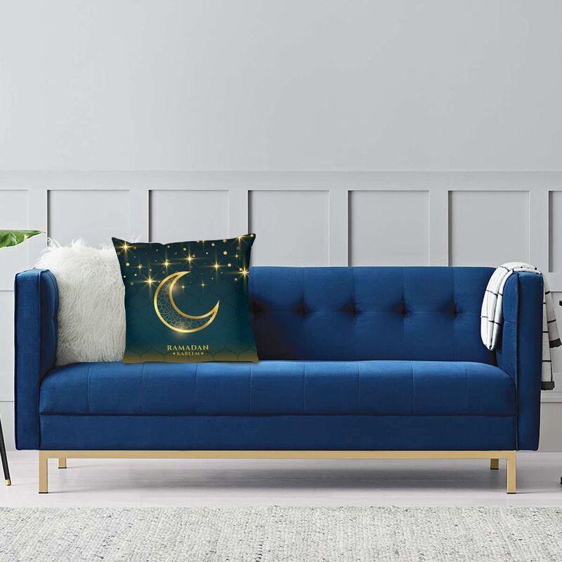 Hot Sale Ramadan Kareem Cushion Cover Polyester Islamic Muslim Eid Mubarak Throw Pillow Case for Sofa Car Pillowcase Decoration