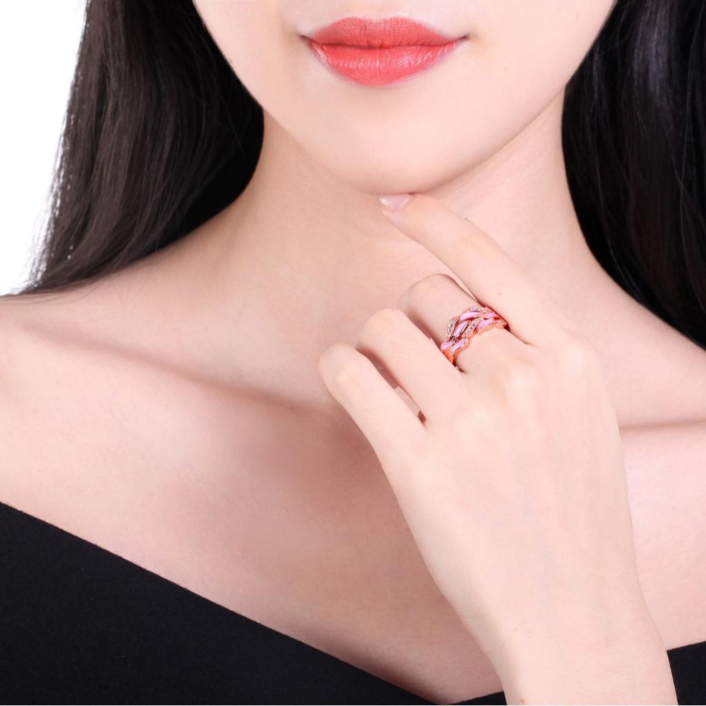 Creative Epoxy Diamond Cherry Blossom Ring, Fashion Personality Jewelry