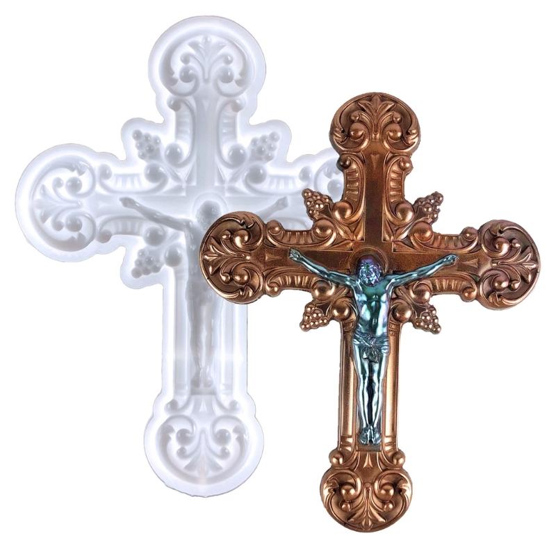 Silicone Ornaments Moulds Cross Shaped Silicone DIY Hand-making Crafts Moulds Wall Crafts Decorations Silicone Material