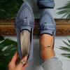 Spot Foreign Trade Thin Pointed Large Size Flat Single Shoes Fly Weaving One Pedal Bow Casual Breathable Women's Shoes
