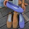 Women's Woven Flat Casual Shoes, Solid Color, Home and Outdoor, Fly Woven Breathable Single Shoes, Soft Sole Flat Shoes, Square Toe Casual Shoes