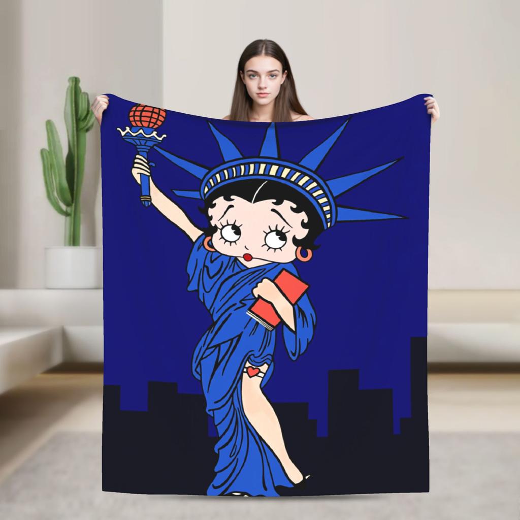 Warm Blanket Camping B-Bettys Boops Throw Blanket  Flannel Bedspread For Living Room Comfortable Sofa Bed Cover