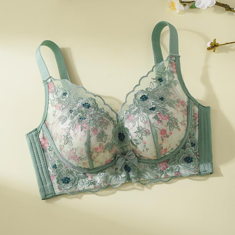 Embroidered Bra for Women Gathered Together To Prevent Sagging and Collect Accessory Breasts Non Empty Cup Bra