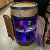 Casier à Vin LED RGB - Creative Cooper - Tonneau En Bois avec des portes, Meuble Rangement Bouteille Alcool, 80x50 cm, Wenge