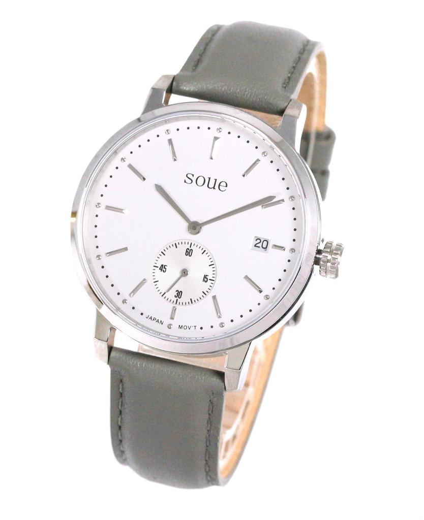 SOUE Pair Watch Classics Pair Watch Pair Couple 38mm Size Leather Belt Leather Band Gray Silver Dial [SOUE] Women's Men's Off-White