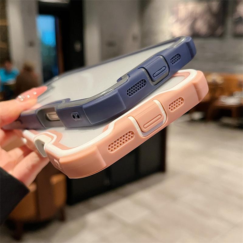 Luxury Simple Color Collision Acrylic Phone Case For iPhone 16 15 14 Plus 13 12 Pro Max 11 Hard Shockproof Proteciton Back Cover