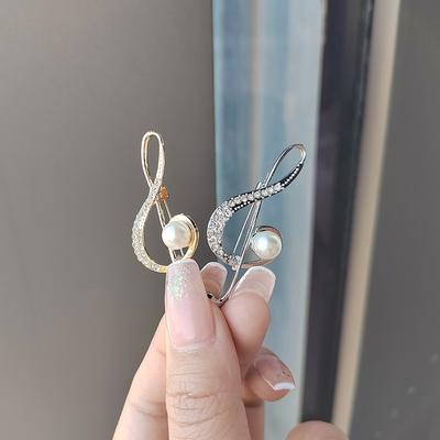 Fashion Music Note Brooch Pin Suit Badge Clip Rhinestone Broches Women Jewelry Gift Musician Lapel Pins Corsage Dress Pin Women Accessories Gifts