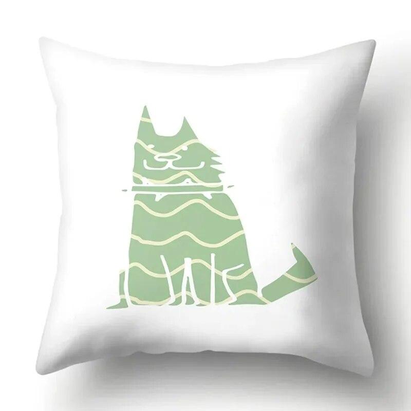 Simple Plaid Animal Pillowcase Puppy Cat Giraffe Pillowcase Children's Room Home Decoration Living Room Sofa Cushion Cover
