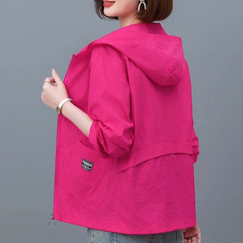 Women's Short Plus Size  Sun Protection Jacket  Outdoor Sports Thin Jacket Hooded Casual Jacket