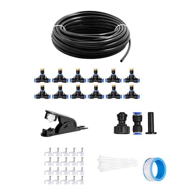 M-Modern-Outdoor Misting System Garden Sprinkler 33FT(10M), DIY Misting Line, 12Pcs Brass Nozzle (3/4Inch), Garden Greenhouse Tr