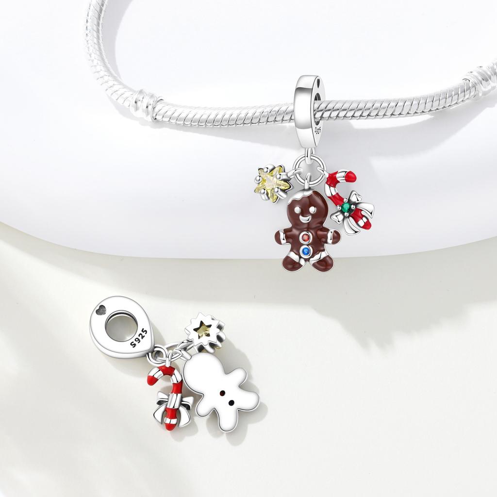 Copper Snowflake Christmas Elk Snowflake Snowman Charms Beads Brand Bracelet Exquisite Diy Jewelry Making Women'S Gift