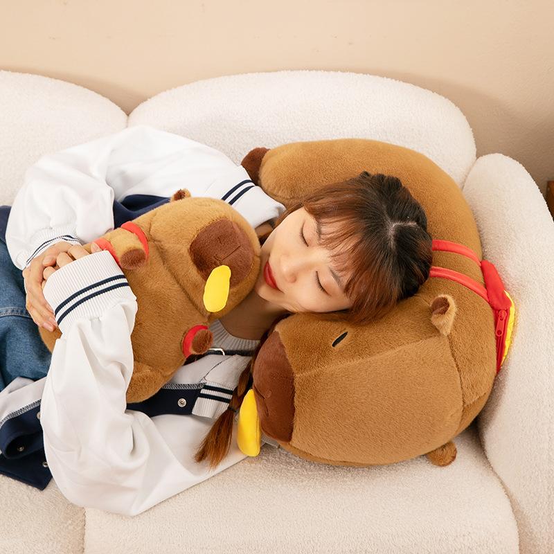 Creative New Gluttonous French Fries Capybara Plush Toy Kapibara French Fries Pullable Backpack Doll
